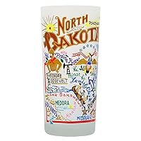 Catstudio Drinking Glass, North Dakota Frosted Glass Cup for Kitchen, Bar Glass Drinking Glasses, Everyday Drinking Cup or Cocktail Glass, 15oz Dishwasher Safe Glass Tumbler for North Dakota Lovers