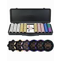 SLOWPLAY Nash 14 Gram Clay Poker Chips Set for Texas Hold’em, 300 PCS/500PCS, Blank Chips/Numbered Chips.Features a high-end Carrying case with Leather Interior Design and German Polycarbonate Shell