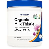 Nutricost Organic Milk Thistle (Silybum Marianum) 8 OZ - 400mg Per Serving, Unflavored - Non-GMO, Gluten Free, USDA Organic