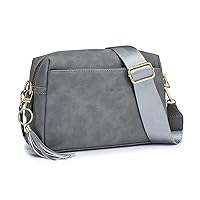 Triple Zip Small Crossbody Bag for women,Wide Strap Cell Phone Purse Shoulder Handbag Wallet with Credit Card Slots