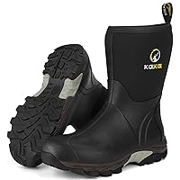 Rubber Boots for Men, Waterproof Mid Calf Mens Rain Boots, 6mm Neoprene Insulated Mens Rubber Work Boots for Hunting Gardening Farming Fishing Mud Working, Size 6-14