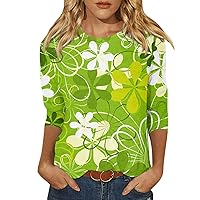 Women's Fashion Daily Versatile Casual O-Neck Three Quarter Sleeve Printed Top Tops for Women 2024