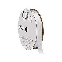 Offray, White & Silver Simple Cross Craft Ribbon, 3/8-Inch x 15-Feet, 1 Count (Pack of 1)
