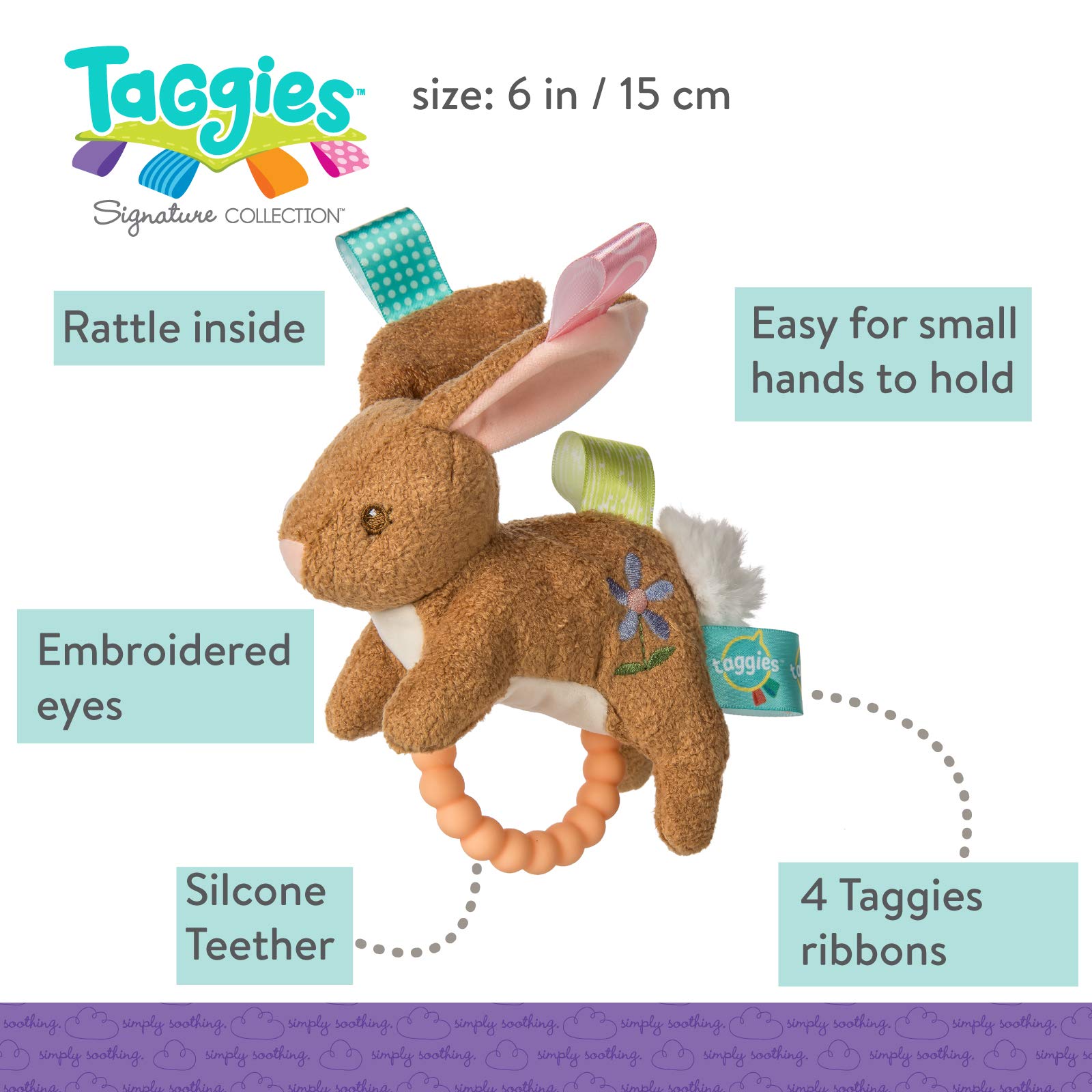 Taggies Teether Baby Rattle, 6