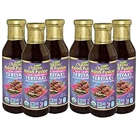 Organic Asian Fusion Low Sodium Teriyaki Sauce- USDA Organic, Non GMO Project Verified, Gluten Free, Kosher Parve, Made in USA, 15 Oz (6 Pack)