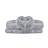 0.20 Cttw Diamond Bridal Set in 925 Sterling Silver