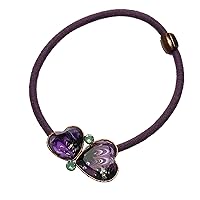 Ponytail Holder Marble Purple Fashionable Simple Heart Rhinestone Handmade Resin Original