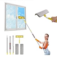 Squeegee for Window Cleaning Never Leaving Streaks, Upgraded Window Cleaning Squeegee Kit Dual-Purpose, Rotatable Window Squeegee with Long Handle for Indoor Outdoor High Windows - THOMEN