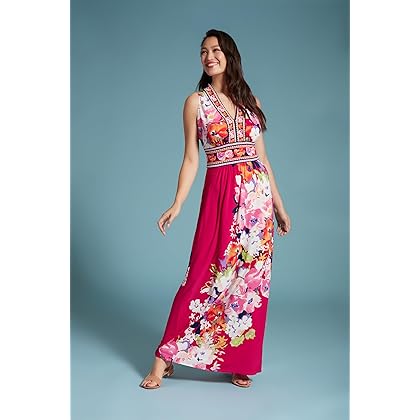 London Times Sleeveless V-Neck Maxi Casual Dresses for Women