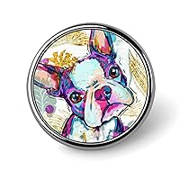 Boston Terriers Round Lapel Pin Tie Tack Cute Brooch Pin Badge for Men Women Hat Clothing Accessories
