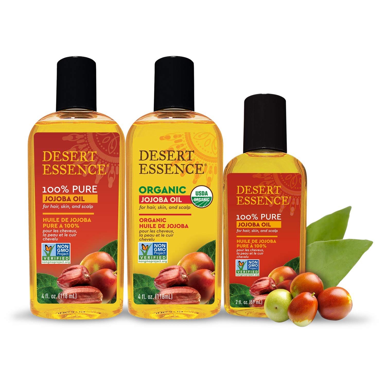 Desert Essence 100% Pure Jojoba Oil - 2 oz - Moisturizes Body Skin & Cleanses Clogged Pores -Nourishes Hair and Scalp - Hair Care & Skincare Essential Oil - Suitable for Sensitive Skin