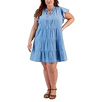 Style & Co. Plus Size Chambray Flutter Sleeve Dress