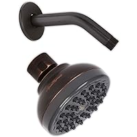 Pressure Boosting Showerhead & Shower Arm - Small Water Saving Shower Head Best For Low Flow Showers With 6 Inch Stainless Steel Wall-Mounted Shower Arm And Flange, 2.5 GPM - Oil-Rubbed Bronze