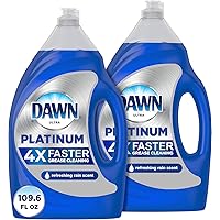 Dawn Platinum Dish Soap Liquid, Dishwashing Liquid, Dish Detergent Liquid, Dish Liquid, Refreshing Rain Scent, 54.8 fl oz (Pack of 2), Dish Soap Bulk