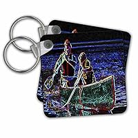 3dRose Key Chains Father and Son Boating in Neon (kc-8104-1)