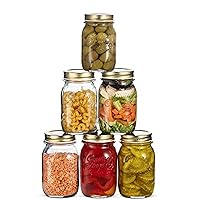 Bormioli Rocco Quattro Stagioni Set of 6 Clear Airtight Mason Jars, 17 Oz. Made from Food Safe Durable Glass, Made in Italy.