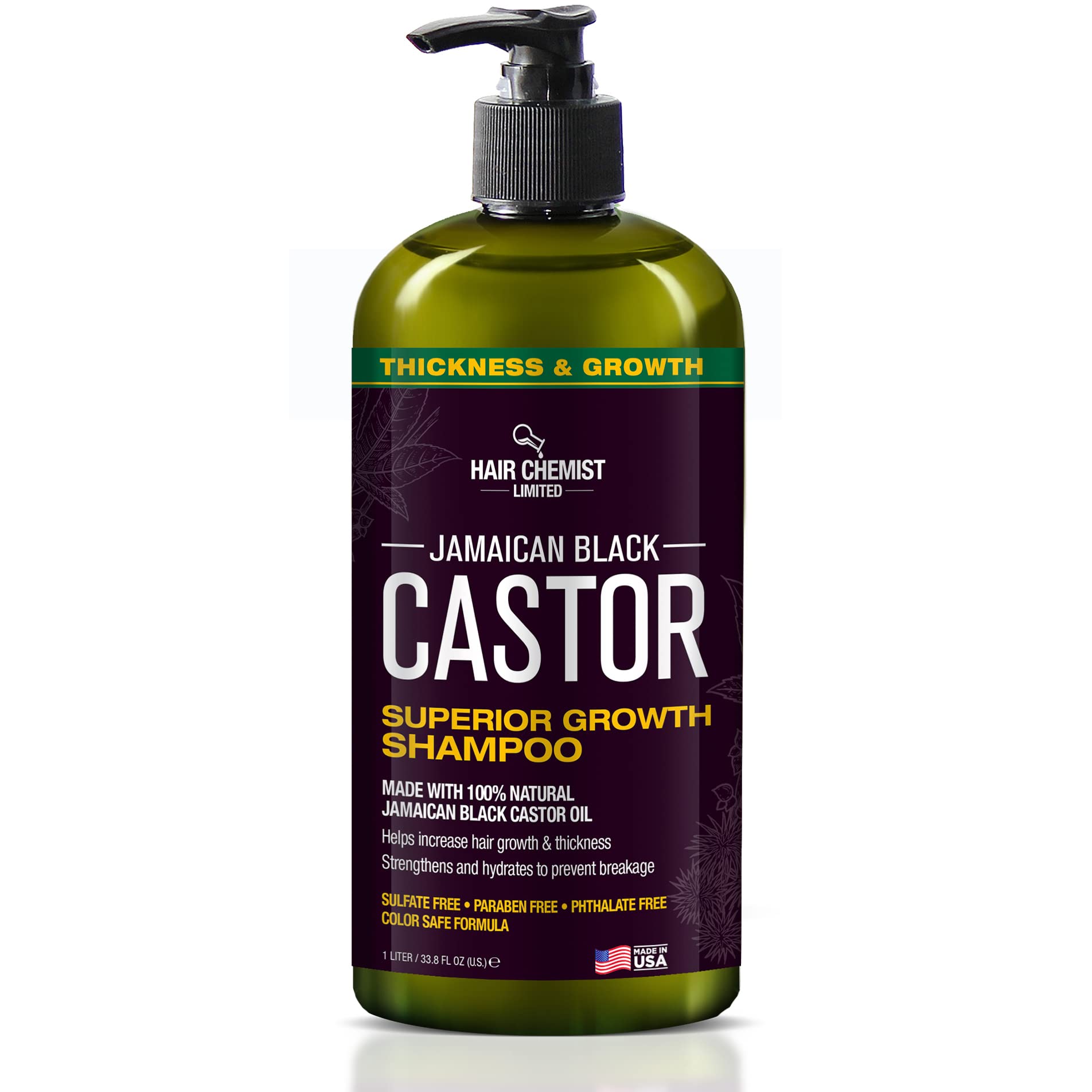 Hair Chemist Superior Growth Jamaican Black Castor Shampoo 33.8oz & Conditioner 33.8oz - 2-PC Shampoo & Conditioner for Hair Growth