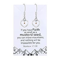 Real Mustard Seed Dangle Drop Earrings Stainless Steel Faith Religious Jewelry with Gift Box Y1564