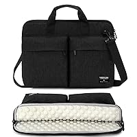 17-17.3 inch Slim Laptop Bag, Computer Carrying Case with Shoulder Strap, Notebook Handbag Cover for Men Women Fits Acer Asus Lenovo HP Toshiba Black