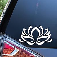 Lotus Flower Decal Vinyl Car Sticker Floral | Cars Trucks Vans Walls Laptop | White | 4.75 inches | SGD000073