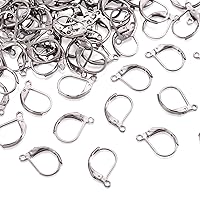 Pandahall 100pcs Stainless Steel Lever Back Hoop Earrings Surgical Earring Components for Jewelry Makings 13x10x1.5mm