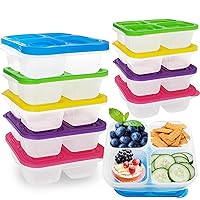 10 Pcs Snack Bento Boxes,4-Compartment Lunch Containers,Reusable Food container with Lid for Travel,School,Work,Kids Adults