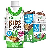 Organic Kids Nutritional Protein Shake, Chocolate - Kids Snacks with 8g Dairy Protein, 22 Vitamins & Minerals, Fruits & Vegetables, Gluten Free, Soy Free, Non-GMO, 8.25 Fl Oz (Pack of 12)