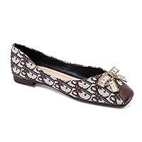 Ladies Ballet Flats Ladies Fashion Casual Metal Buckle Square Toe Slip On Slip On Vintage Flats Soft Comfort Dress Oxford Shoes Beach Travel Vacation Walking Shoes