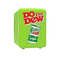 MIS151MD Mountain Dew Retro, Mini Portable Compact Personal Fridge Cooler, 4 Liter Capacity Chills Six 12 oz Cans, 100% Freon-Free & Eco Friendly, 6, White/Green