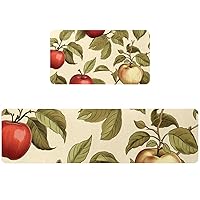 Set of 2 Thanksgiving Apple Kitchen Rugs Non Skid Kitchen Mats for Floor Cushioned Anti Fatigue Kitchen Floor Mats Comfort Mats for Standing Sink Laundry