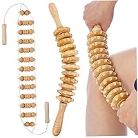 Massage Tool, Wooden Massage Roller and Wood Back Massage Roller Rope,12 Rollers and 360° Turn Smoothly Curved Muscle Roller Manual Wooden for Body Shaping, Muscle Pain Relief, Anti-Cellulite
