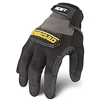 Ironclad Heavy Utility Work Gloves HUG, High Abrasion Resistance, Performance Fit, Durable, Machine Washable, (1 Pair), LARGE, Black & Grey