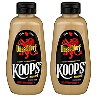 Koops' Dusseldorf Mustard – German-Style Bratwurst Mustard, Gluten-Free, Kosher, Made in USA, From Quality Mustard Seeds, Creamy and Traditional Bavarian Mustard – 12 Oz, Pack of 2