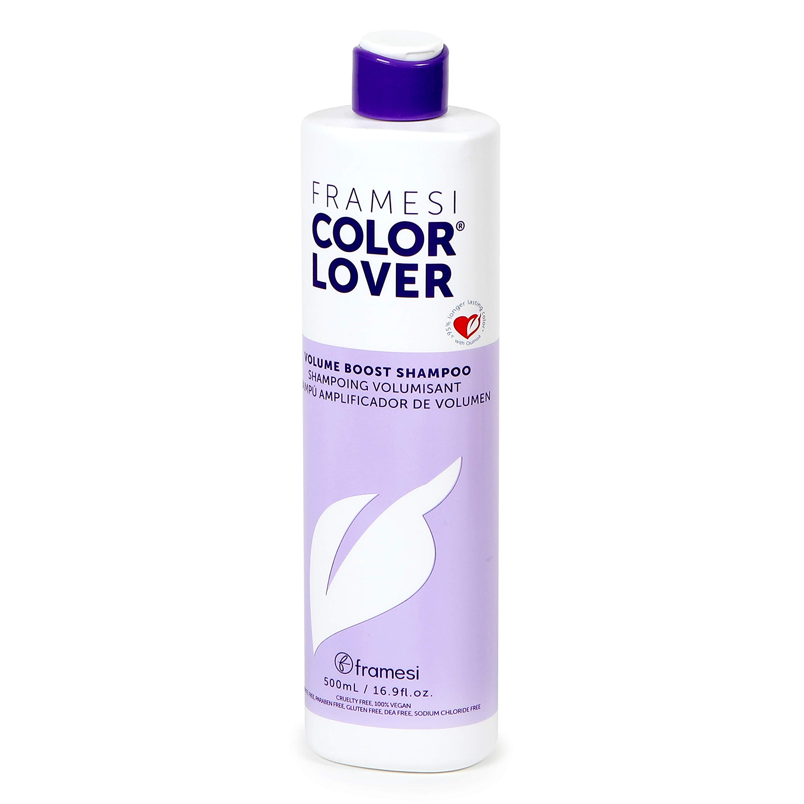 Framesi Color Lover Volume Boost Shampoo, 16.9 fl oz, Sulfate Free Shampoo with Quinoa and Aloe Vera, Color Treated Hair
