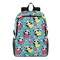 ALAZA Animal Pandas with Hearts Packable Travel Camping Backpack Daypack