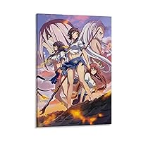 Battle Vixens-Ikkitousen Anime Posters Aesthetic Poster Girls Guys Game Room Dorm Bathroom Decor Canvas Wall Art Prints for Wall Decor Room Decor Bedroom Decor Gifts 20x30inch(50x75cm) Frame-style