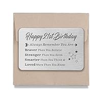 21st Birthday Gifts for Teen Girls Boys 21 Year Old Birthday Gifts for Her Him Metal Wallet Insert Card Christmas Graduation Inspirational Gifts Card for Sister Brother Daughter Son Niece Nephew