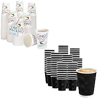 Coffee Cups 12 oz, Disposable Cups, Corrugated Summer Paper Cups 12oz, Ripple Wall Insulated Water Cups Without Lids for Cold/Hot Beverage