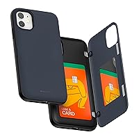 GOOSPERY iPhone 11 Wallet Case with Card Holder, Protective Dual Layer Bumper Phone Case - Midnight Blue