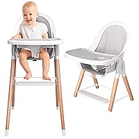 High Chair by Children Of Design Non-Reclinable 6 in 1 Baby Highchair for Babies and Toddlers, Modern Wooden, Easy to Clean, Removable Tray and Cushion
