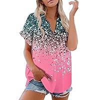 Women's Shirt Womens Summer Tops Women's Short Sleeve Blouses Women's Tops Casual Cute Blouses Short Sleeve Shirt Womens Short Sleeved Shirts Womens Tops Dressy Casual Button Pink S