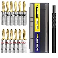 VCELINK Small 25 in 1 Screwdriver Set with Case Bundle with 12 Pcs Speaker Banana Plugs Gold Plated