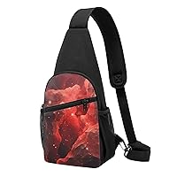 Sling Bag Crossbody for Women Fanny Pack Red Galaxy Constellation Chest Bag Daypack for Hiking Travel Waist Bag