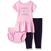 Hanes Baby-Girls Flexy Short Sleeve Tunic With Diaper Cover And Legging Set