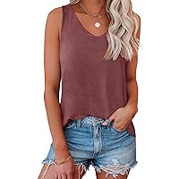 Womens Sleeveless V Neck Tank Tops Summer Loose Fit Shirts