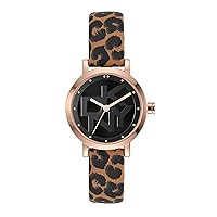 DKNY Women's Soho Quartz Metal and Leather Three-Hand Watch, Color: Rose Gold, Leopard (Model: NY6639)