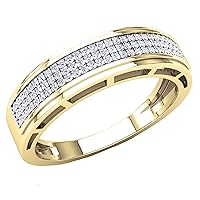 Dazzlingrock Collection 0.25 Cttw Round White Diamond Three Row Micro-Pave Men's Wedding Band in 10K Solid Gold