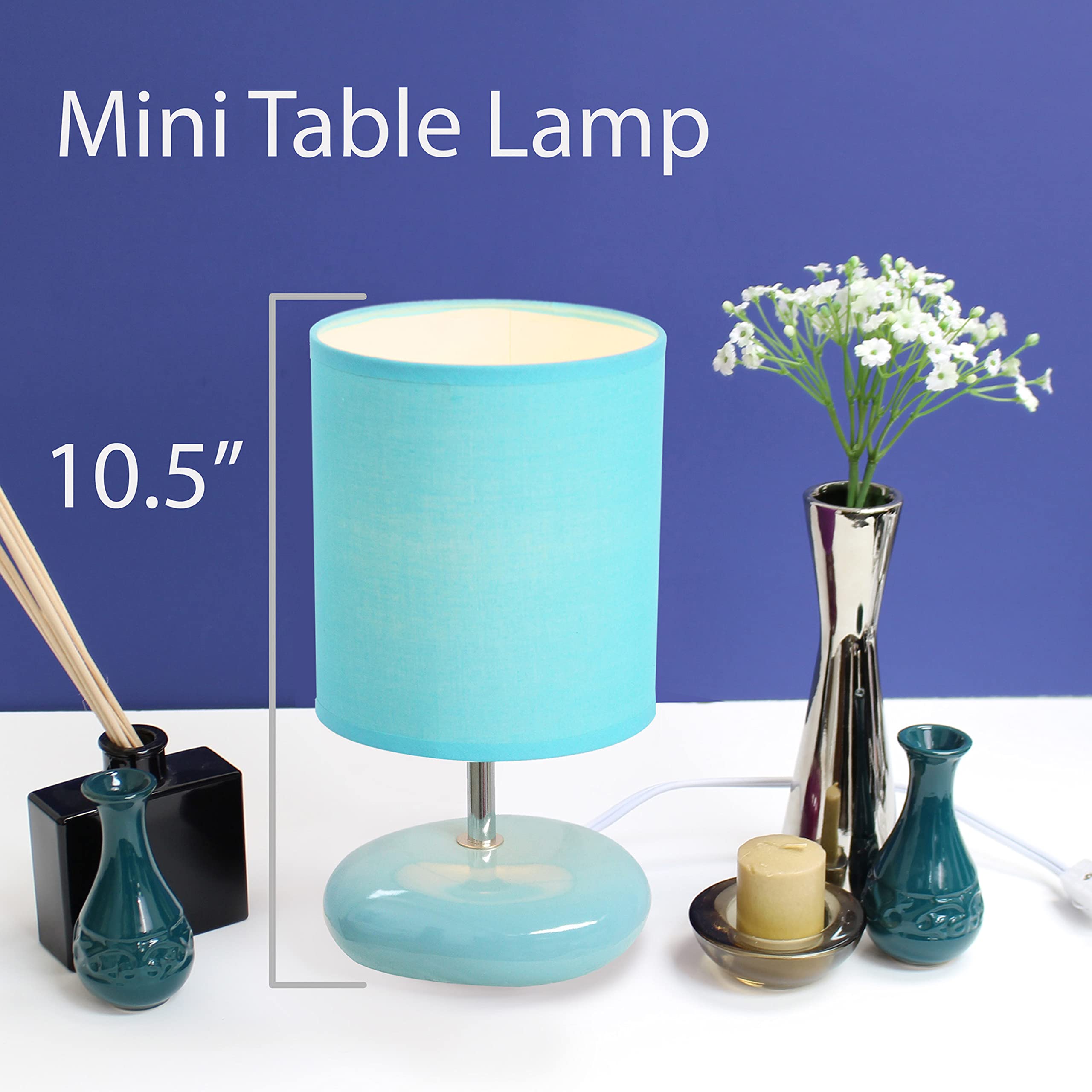 Simple Designs LT2005-BLU Stonies Small Stone Look Table Lamp, Blue 5.51 x 5.51 x 10.24