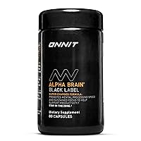 ONNIT Alpha Brain Black Label Capsule (80ct) Premium Citicoline Brain Supplement - Focus, Concentration & Memory - Lion's Mane, Hericium Erinaceus, L Theanine & Mucuna Pruriens