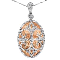 14K Rose Gold & White Gold Diamond Fashion Pendant (Chain NOT included)